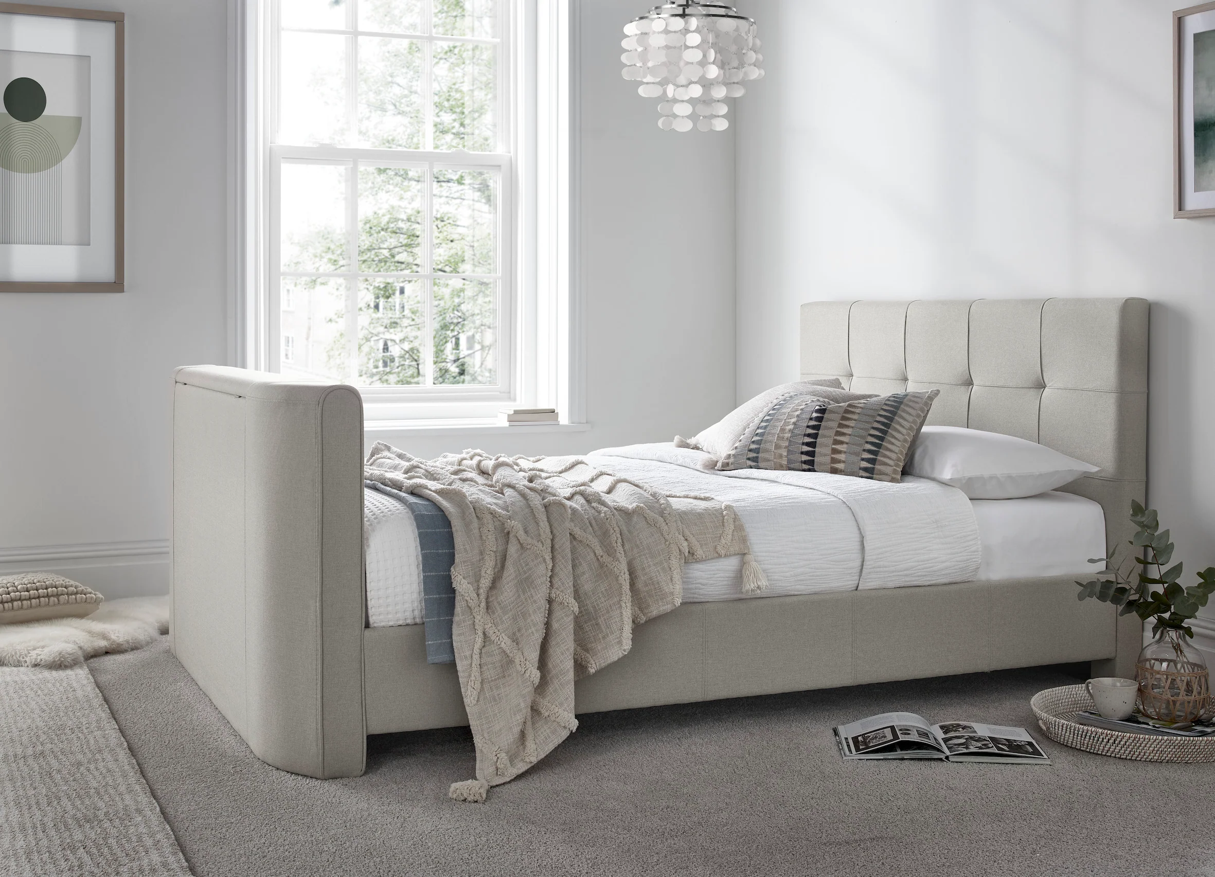 Alpha Manual TV Bed In Light Stone - Image 4