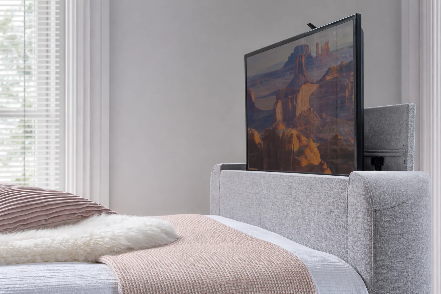 Arla Ottoman Single Storage TV Bed in Luxury Grey - Image 4