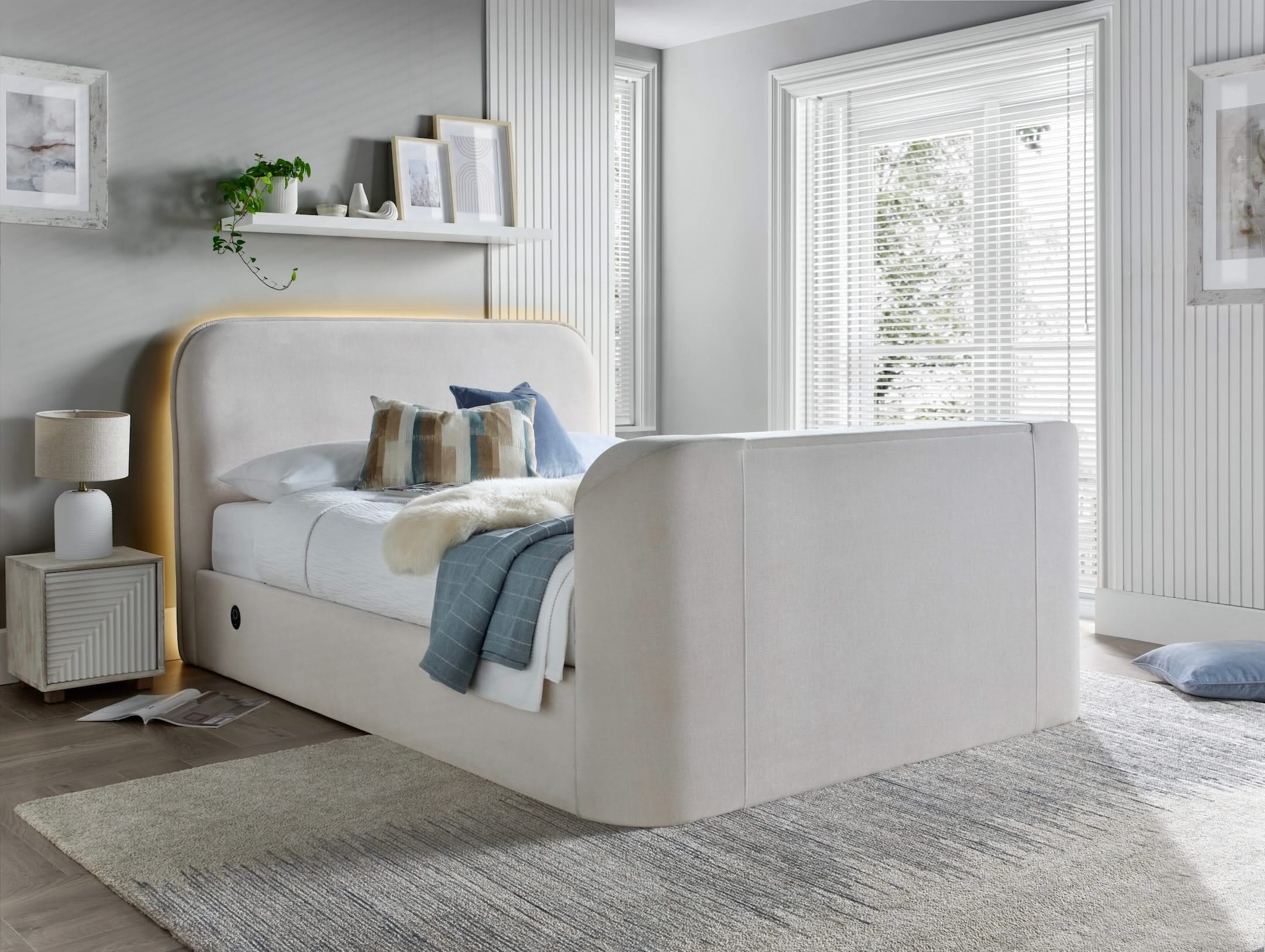 Arla Ottoman TV Bed in Luxury Cream - Image 3