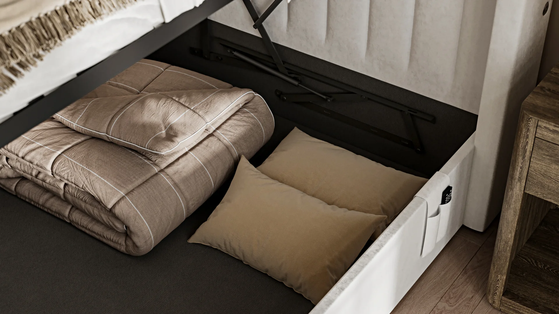 Astra Ottoman TV Bed in Cream Velvet - Image 10