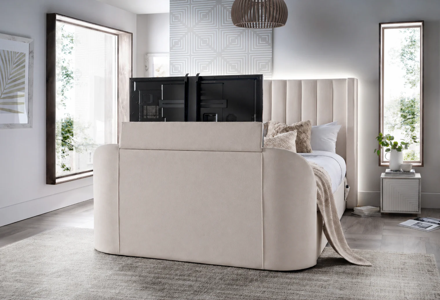 Astra Ottoman TV Bed in Soft Cream - Image 4
