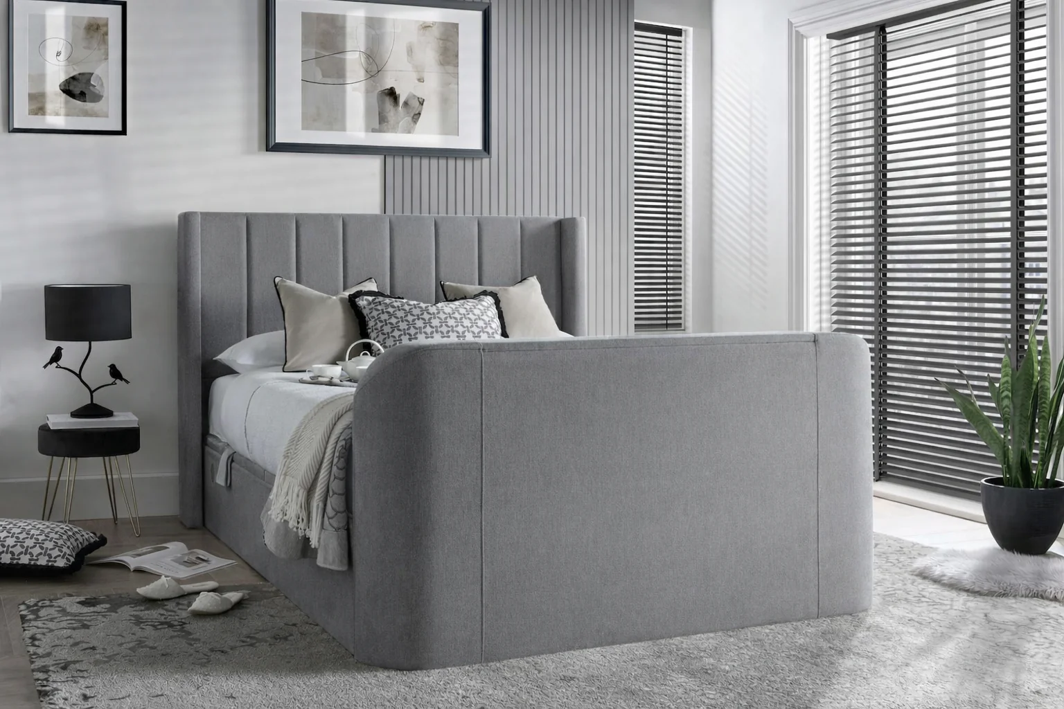 Atom II Ottoman Storage TV Bed in Luxury Grey - Image 2