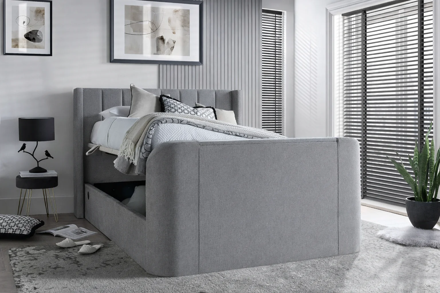 Atom II Ottoman Storage TV Bed in Luxury Grey - Image 4