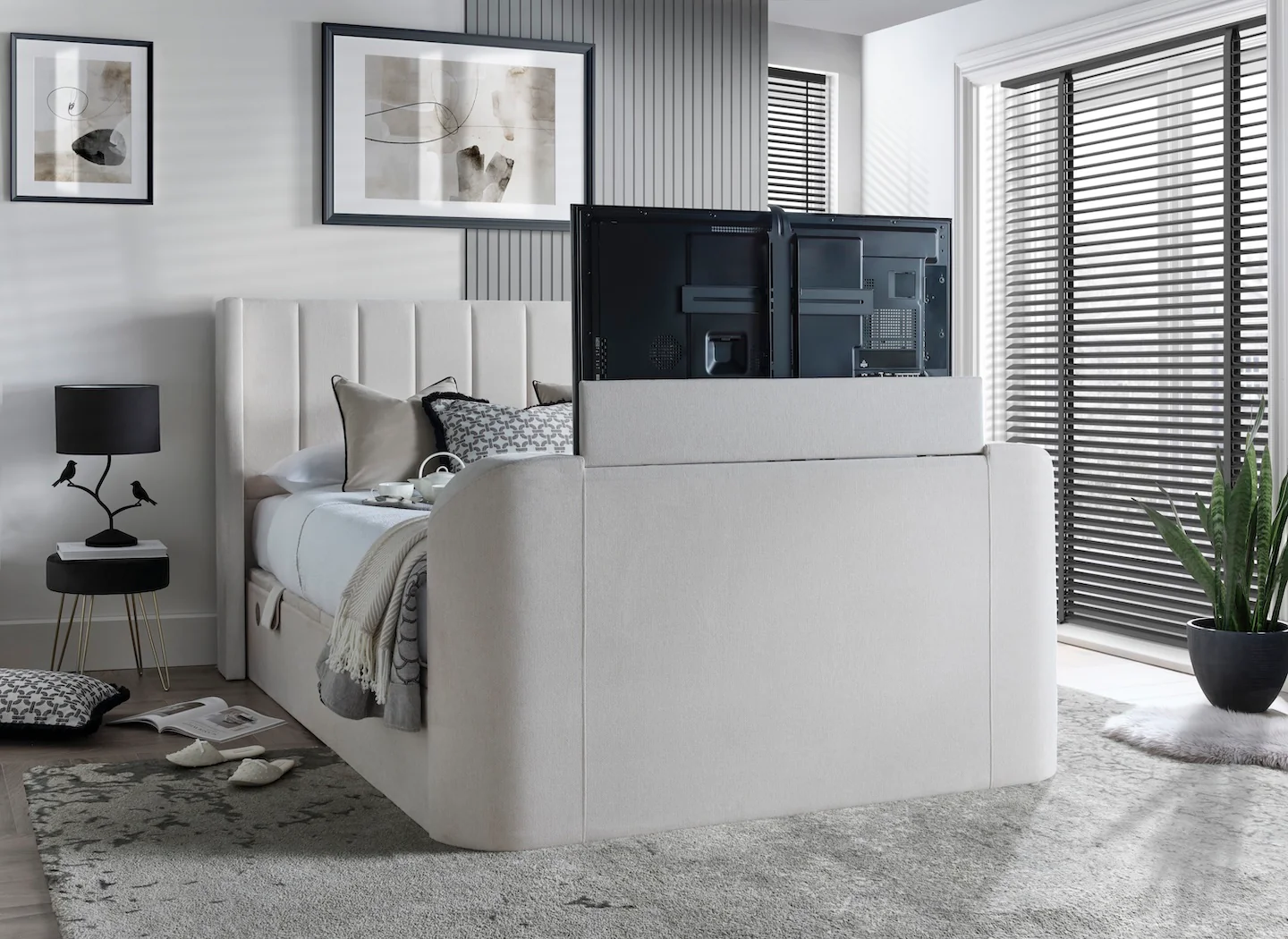 Atom II Ottoman TV Bed in Luxury Cream - Image 3