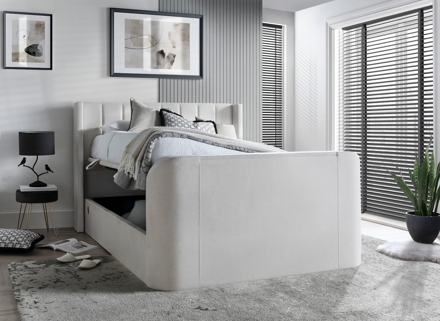 Atom II Ottoman TV Bed in Luxury Cream - Image 4