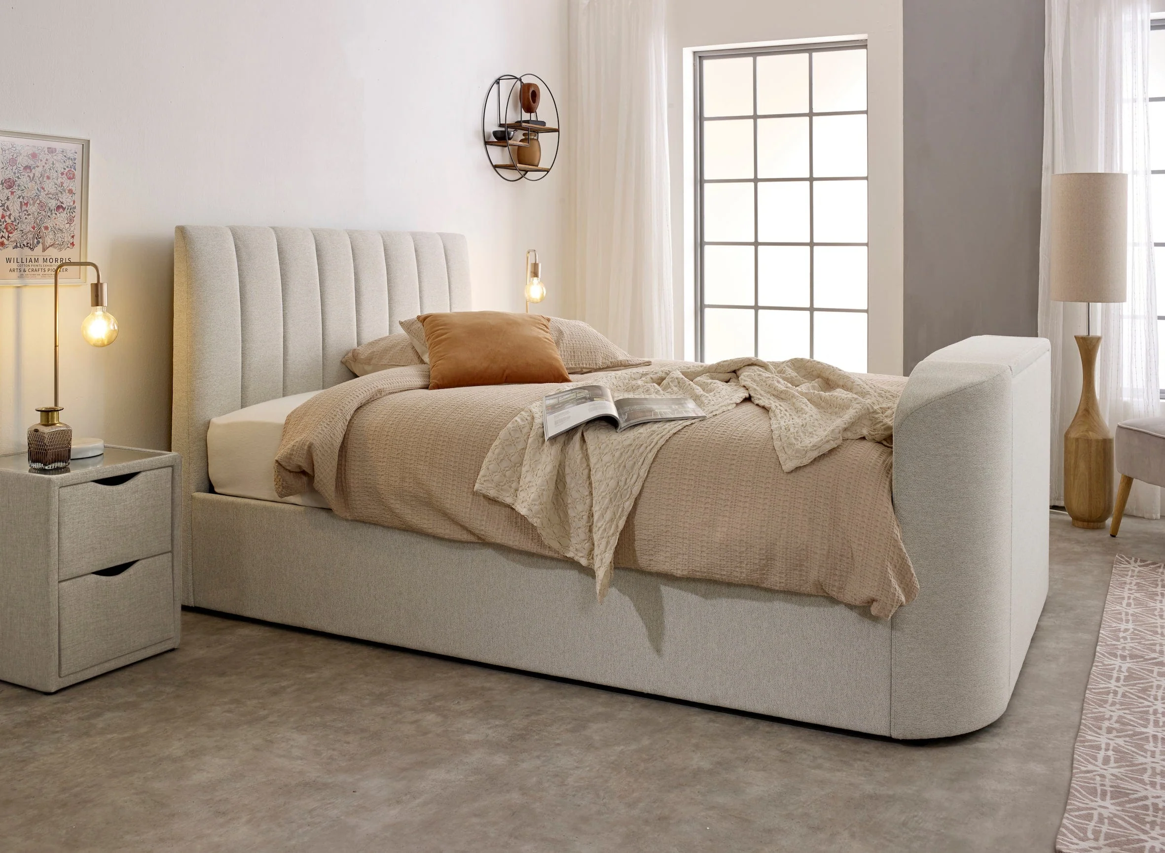 Capella Ottoman TV Bed in Pebble Stone - Image 8