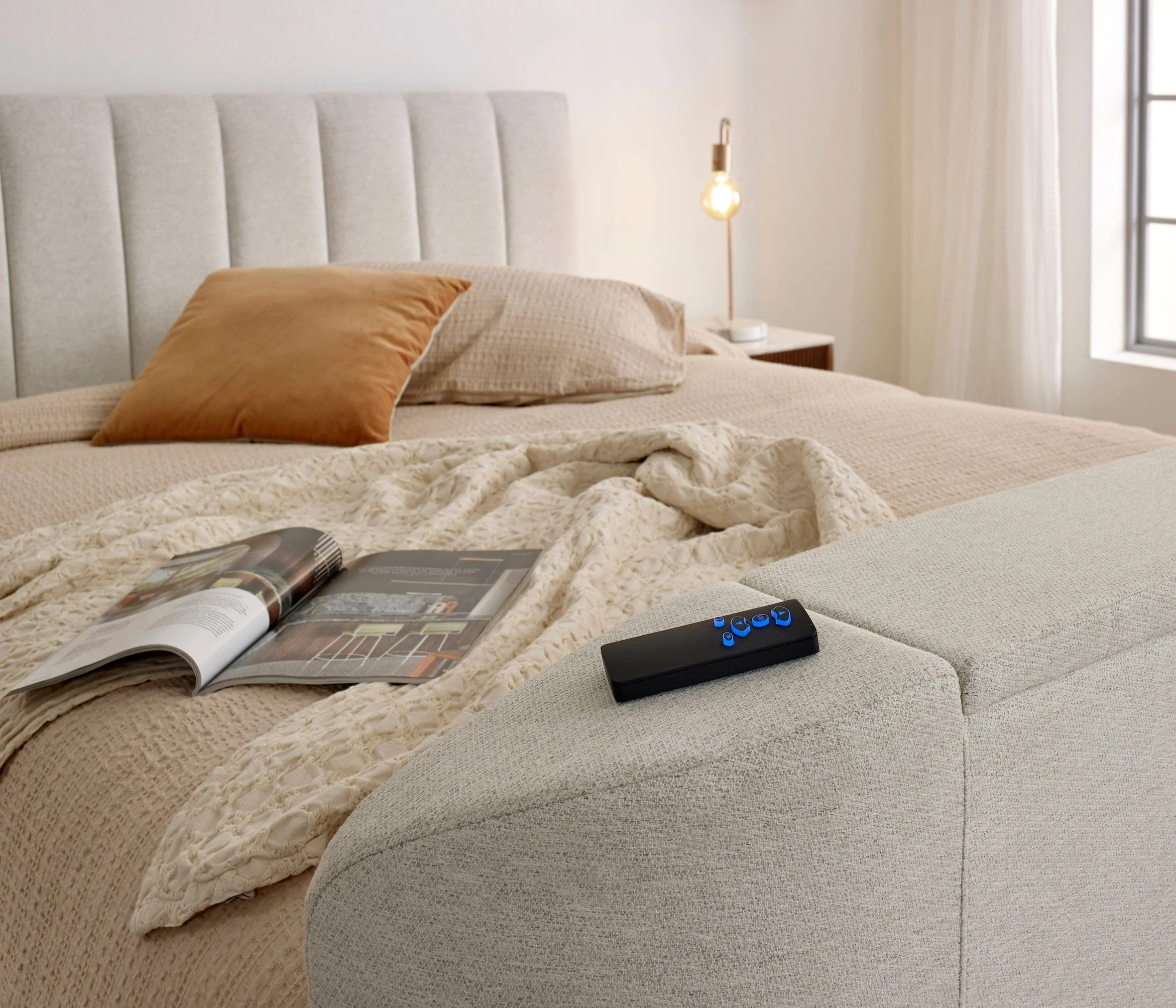 Capella TV Bed in Pebble Stone Fabric (non ottoman) - Image 3