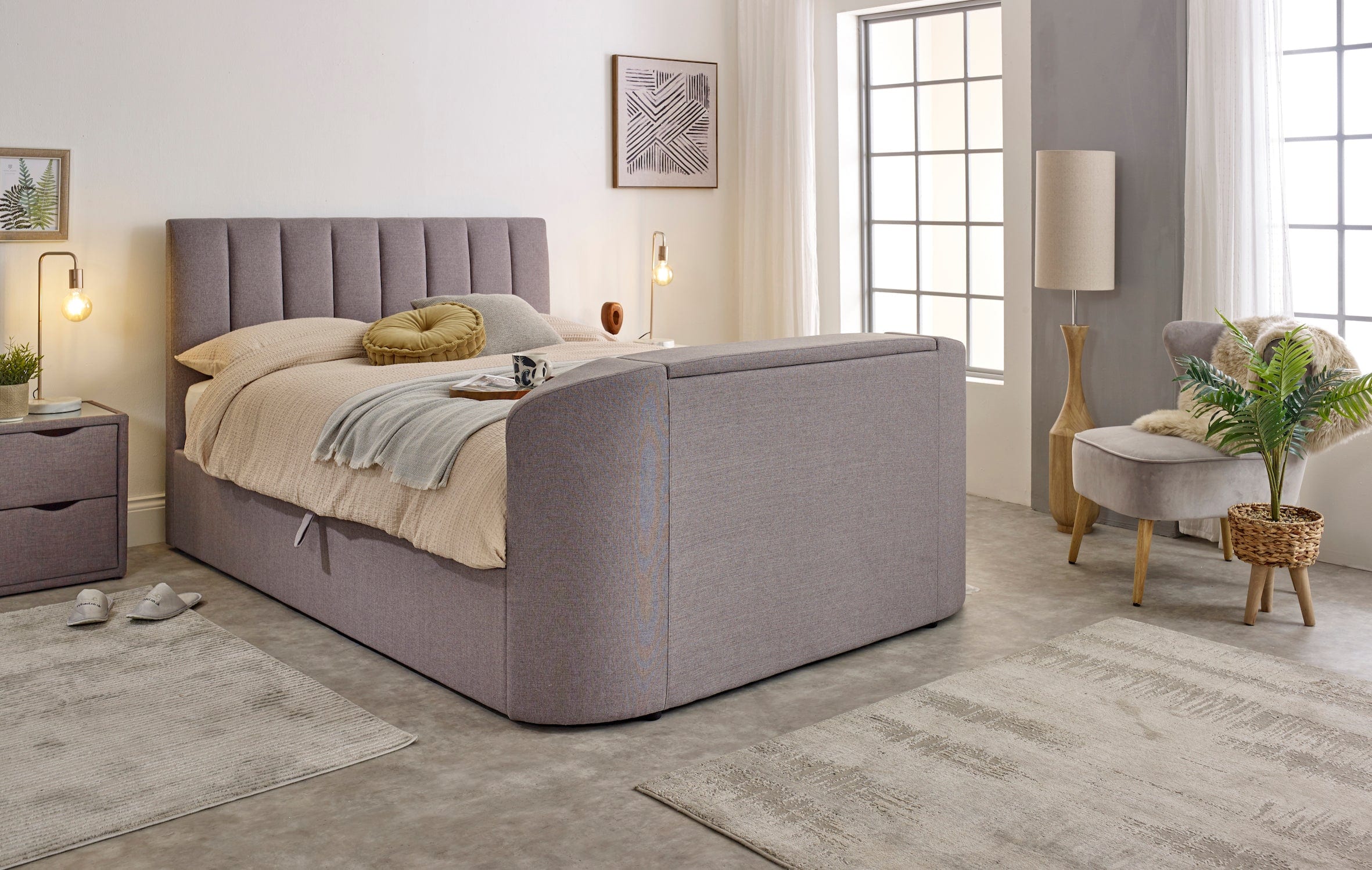 Capella TV Bed in Steel Grey (non ottoman) - Image 4