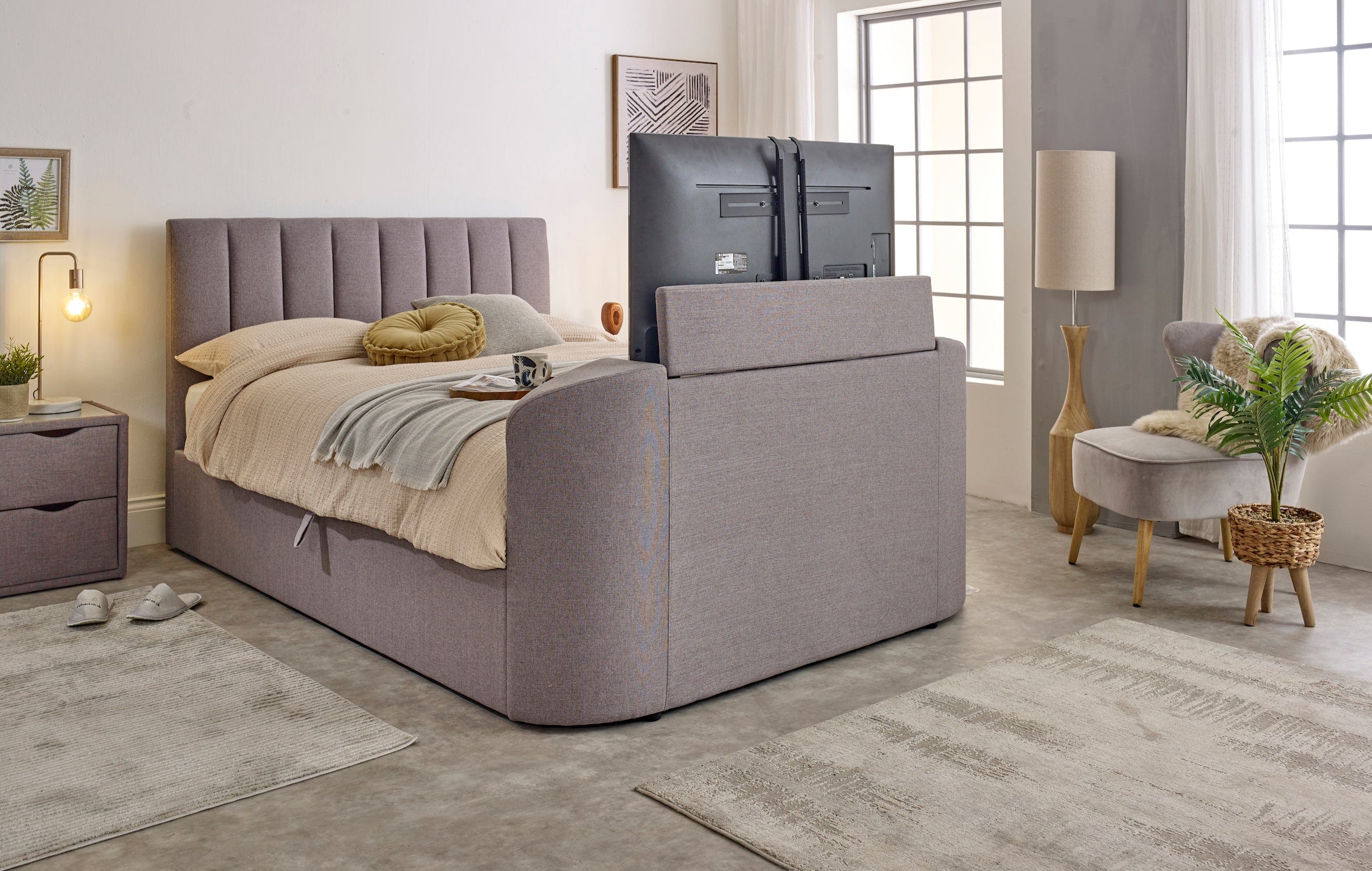 Capella TV Bed in Steel Grey (non ottoman) - Image 6