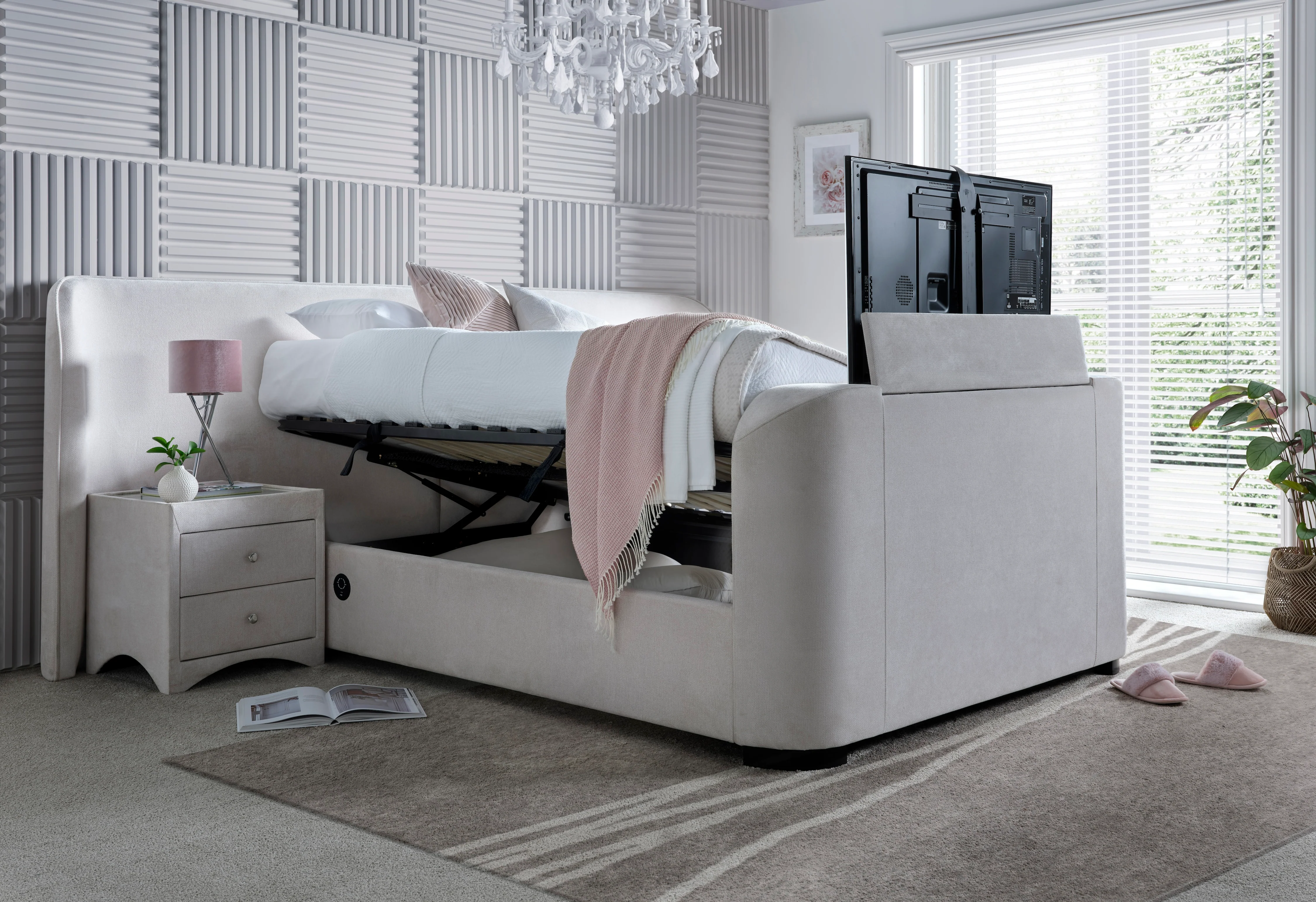 Condor Ottoman TV Bed in Luxury Cream - Image 5