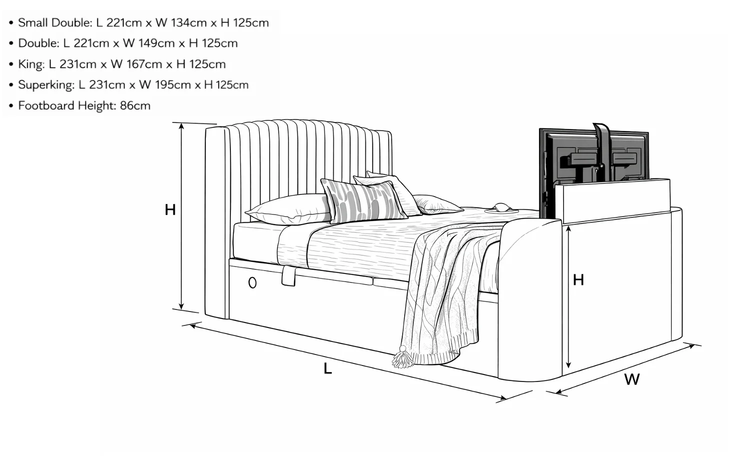 Essence Ottoman Storage TV Bed in Natural Cream Fabric - Image 9