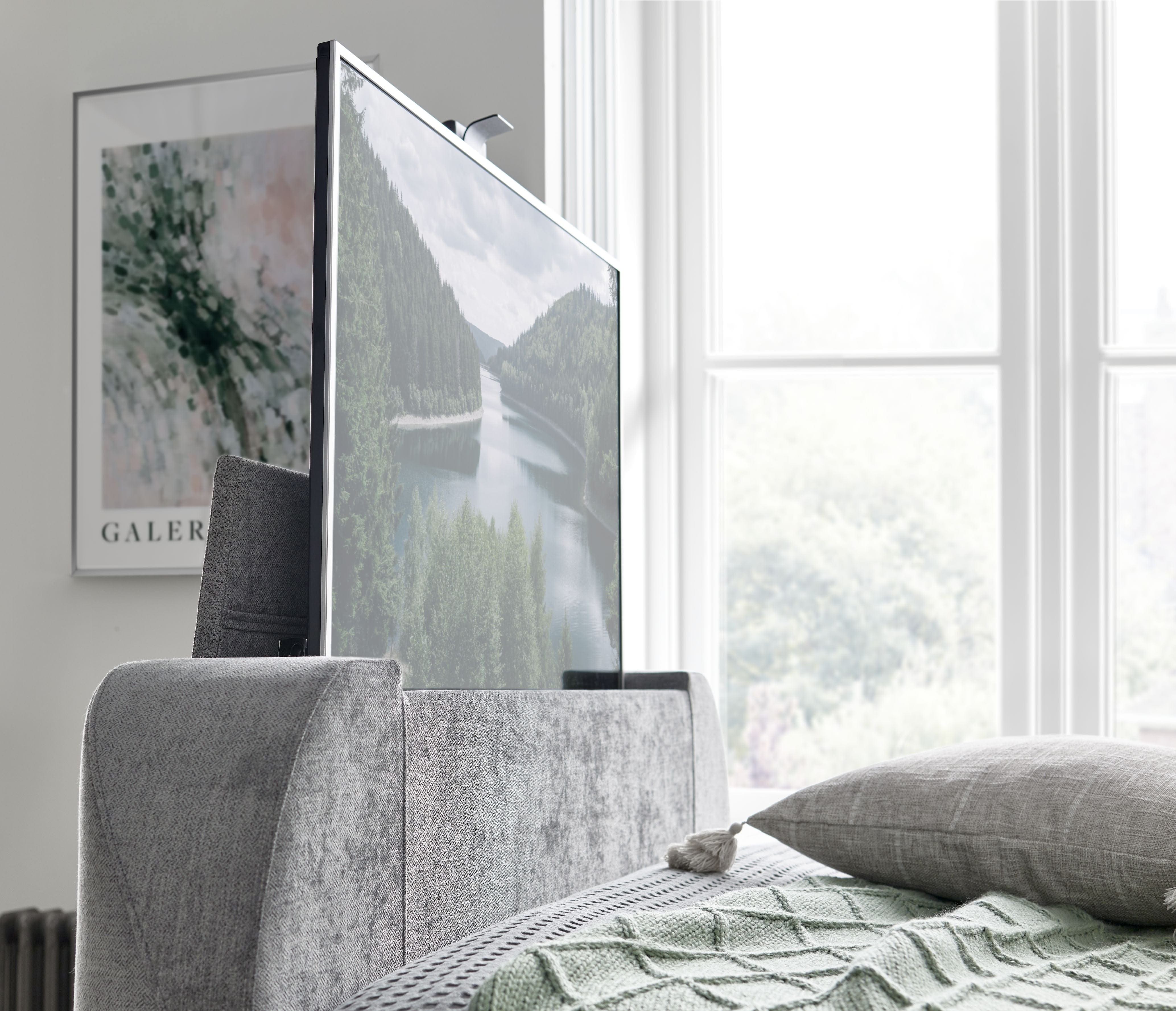 Essence Ottoman Storage TV Bed in Grey Fabric - Image 7