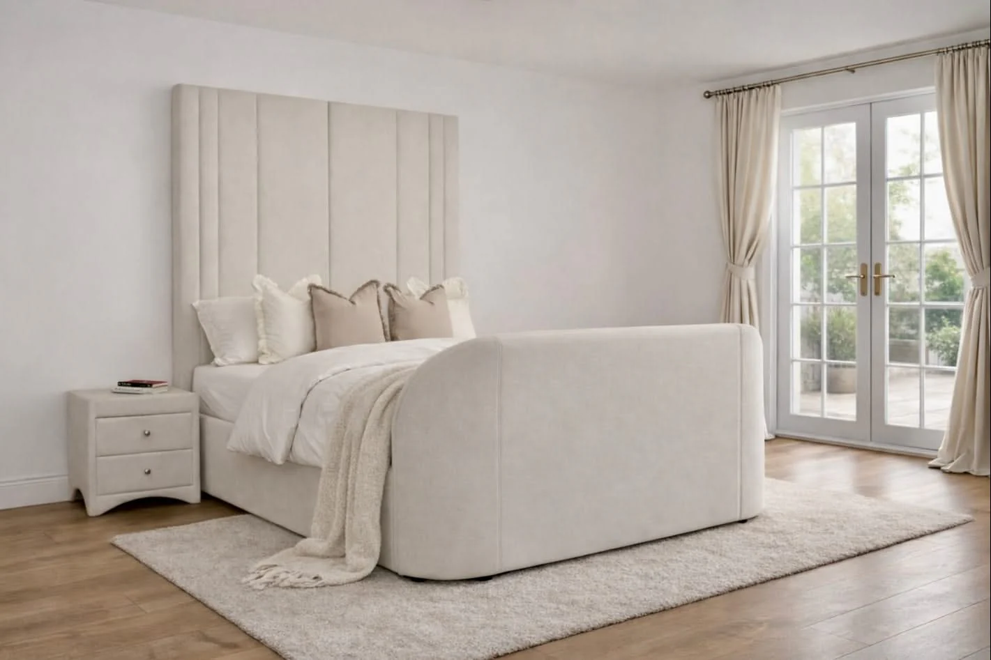EX Display Salisbury Ottoman TV Bed in Cream Velvet - Image 3