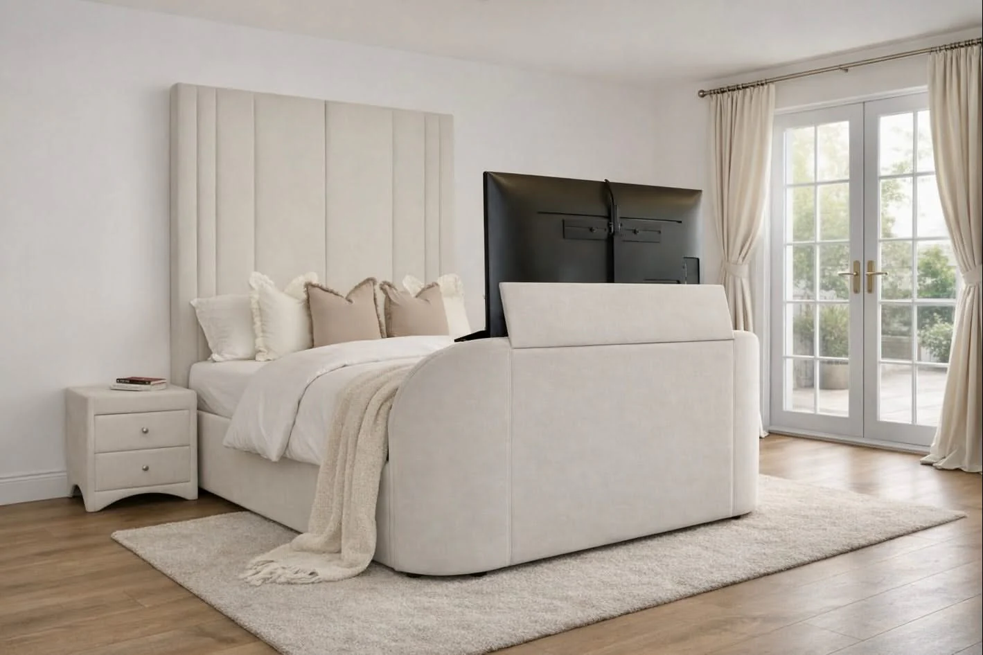 EX Display Salisbury Ottoman TV Bed in Cream Velvet - Image 5