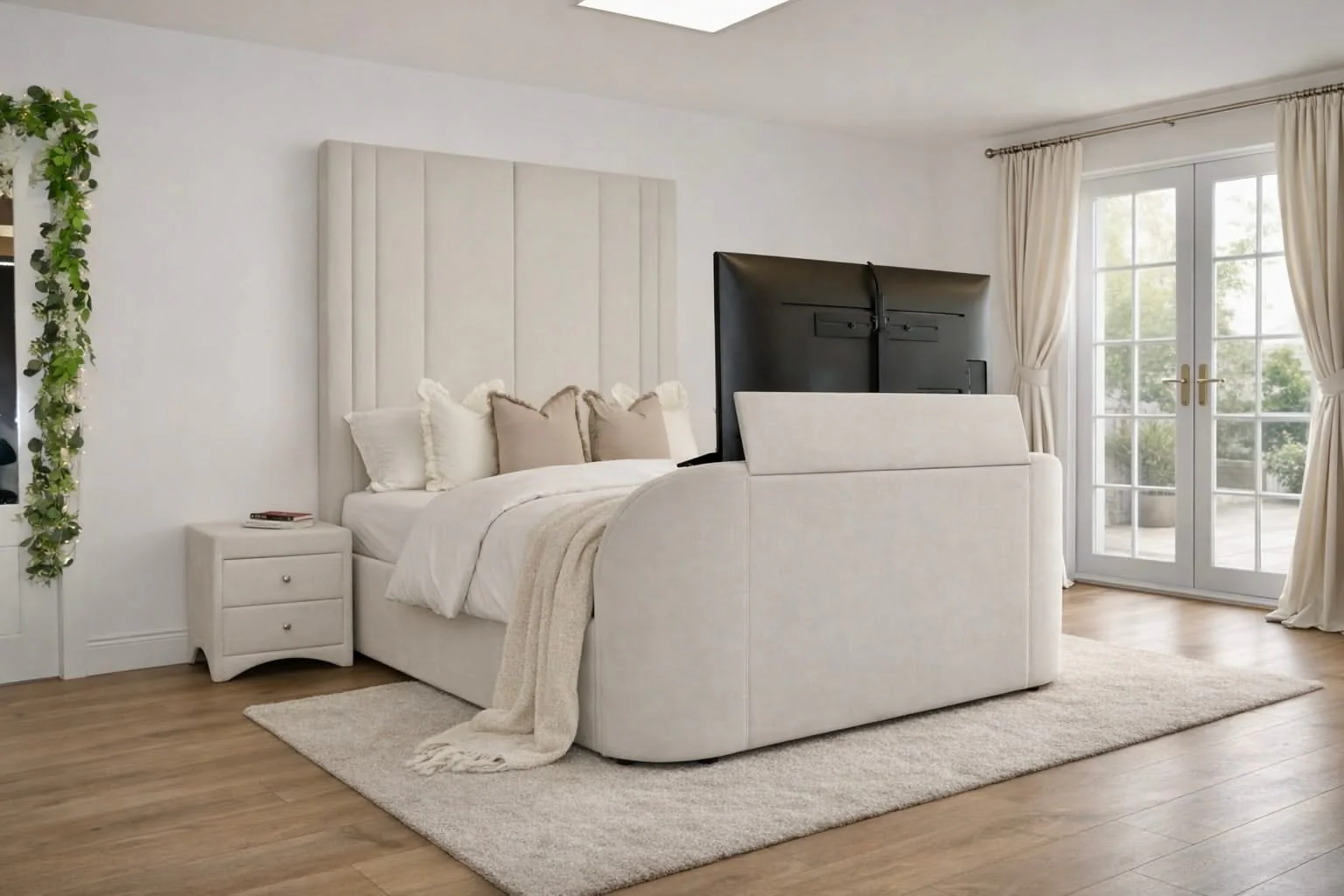EX Display Salisbury Ottoman TV Bed in Cream Velvet - Image 6