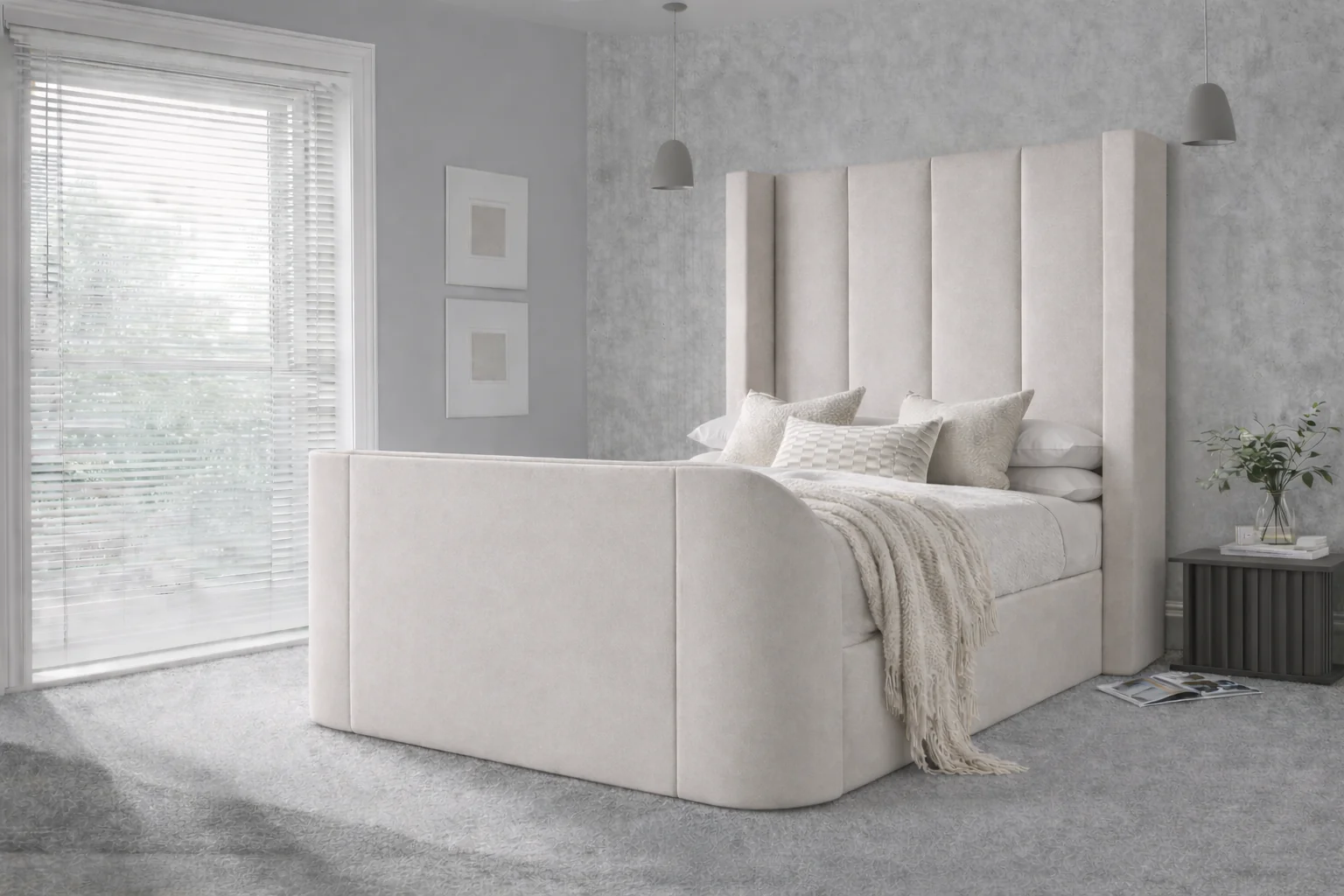 Hampton True Sound 5.1 Soft Cream Ottoman TV Bed - Image 4