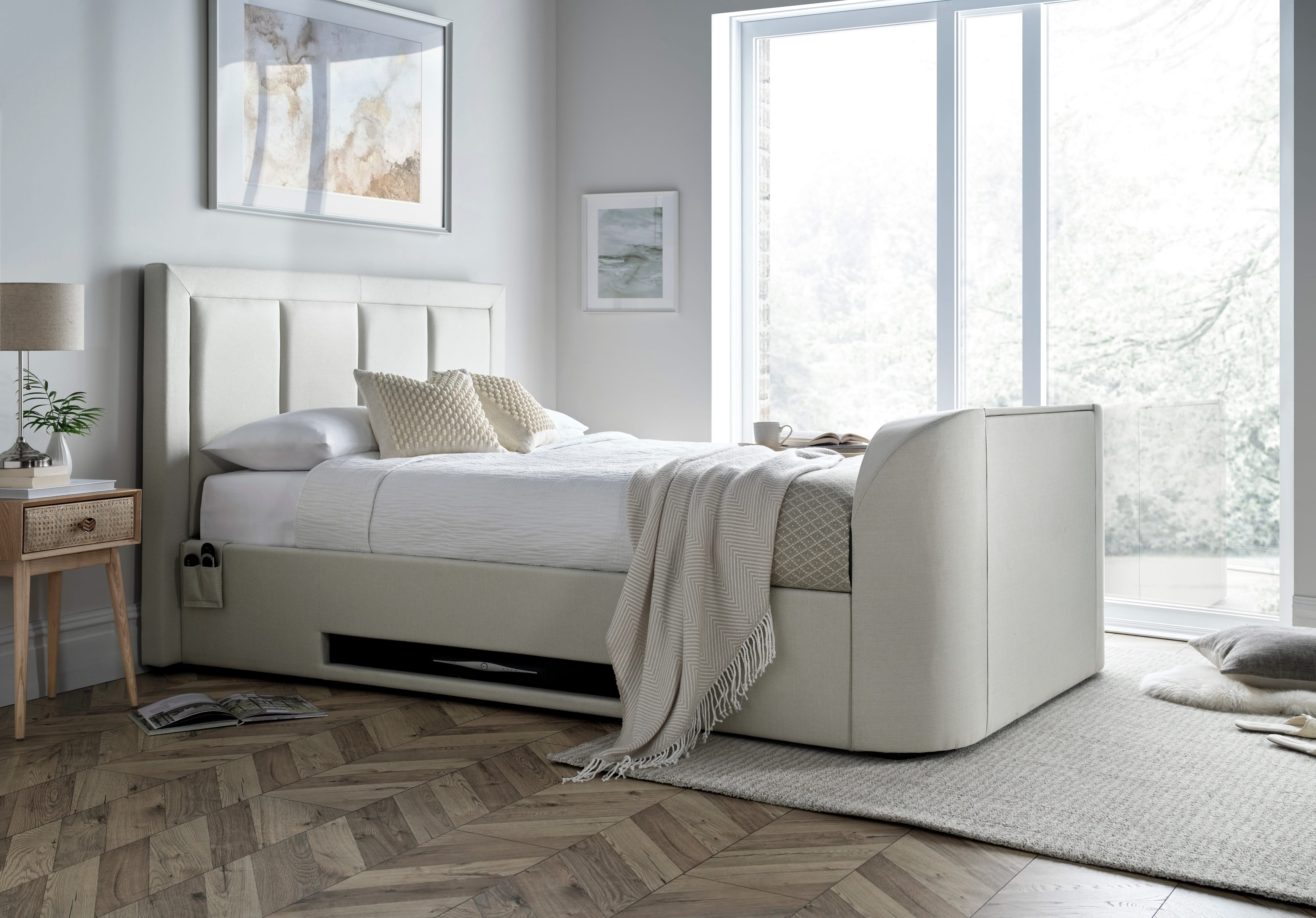 Harlem II Light Stone Fabric Ottoman TV Bed - Image 4