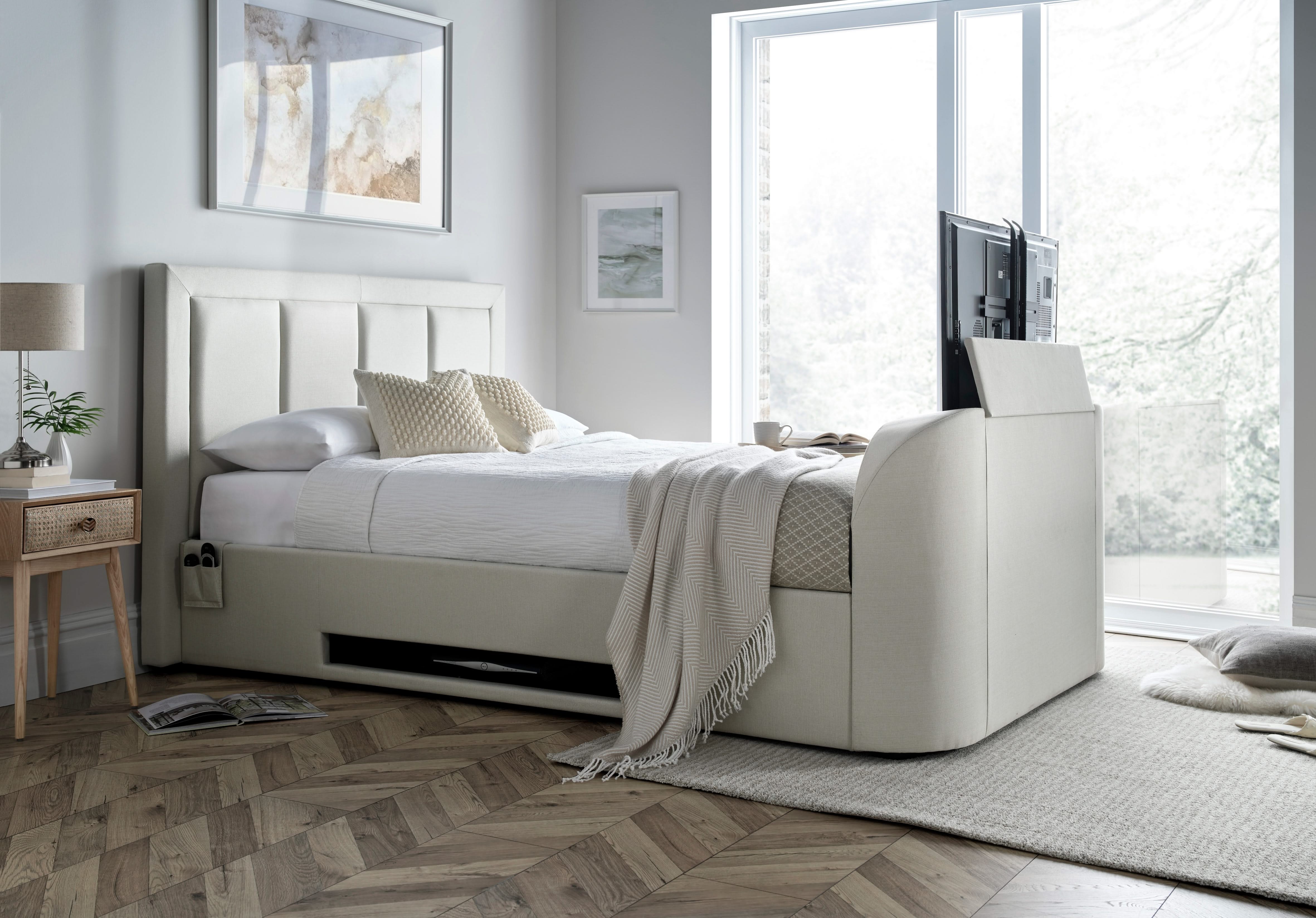 Harlem II Light Stone Fabric Ottoman TV Bed - Image 7