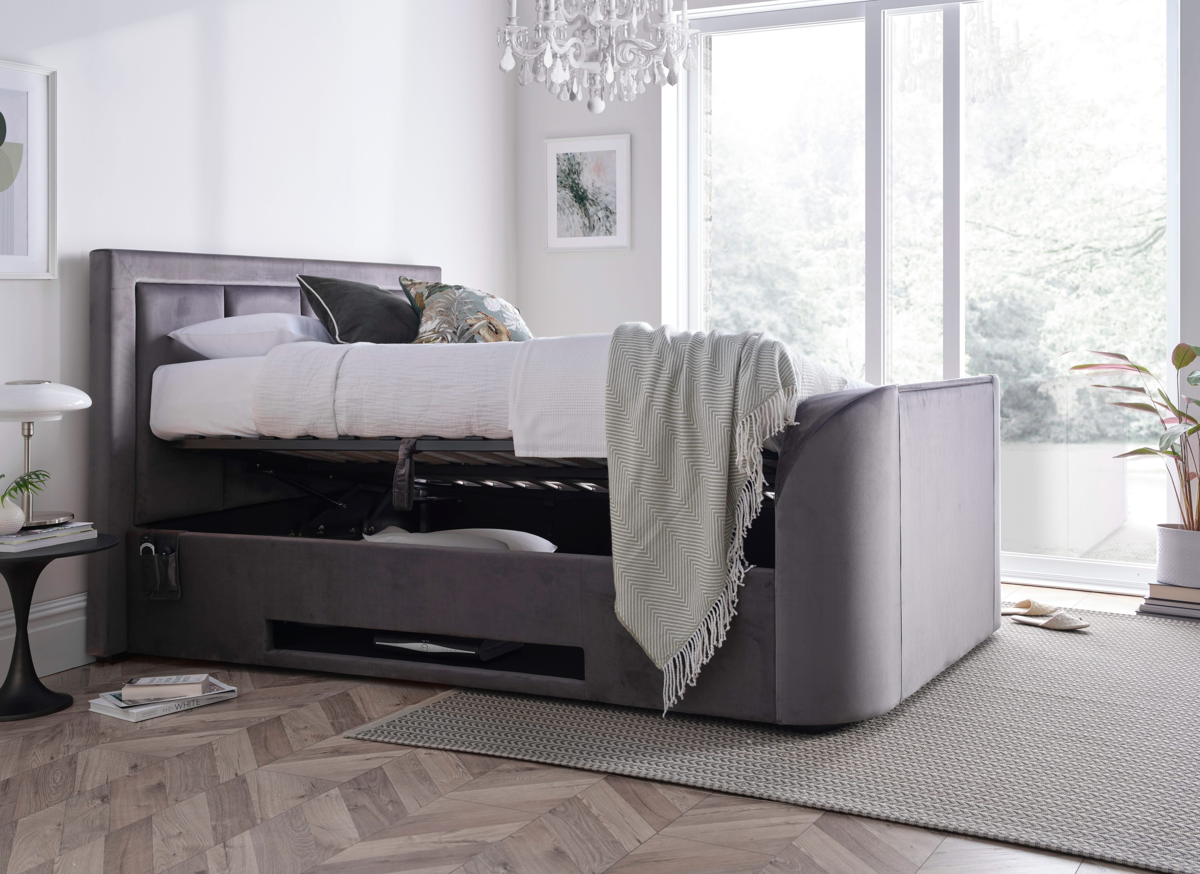 Harlem Grey Velvet Ottoman TV Bed - Image 7