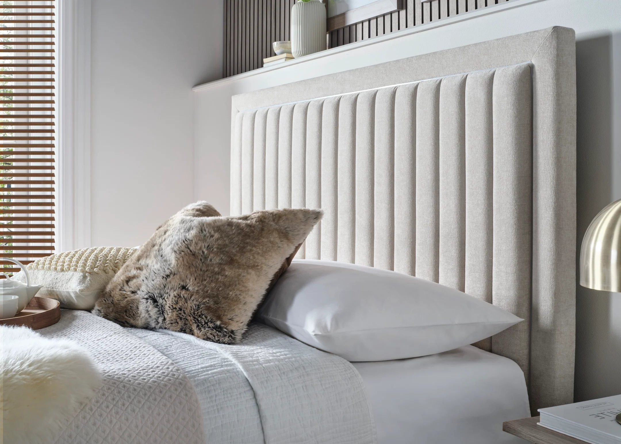 Lumas Ottoman TV Bed with Surround LED in Plush Cream - Image 8