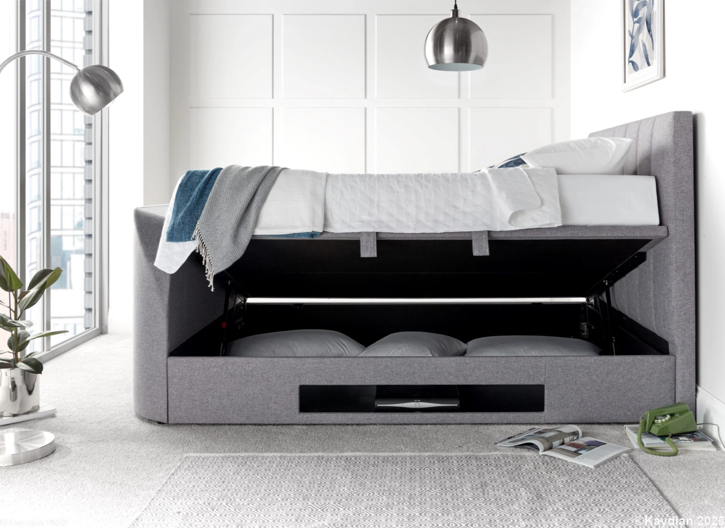 Medway TV Bed Grey - Image 3
