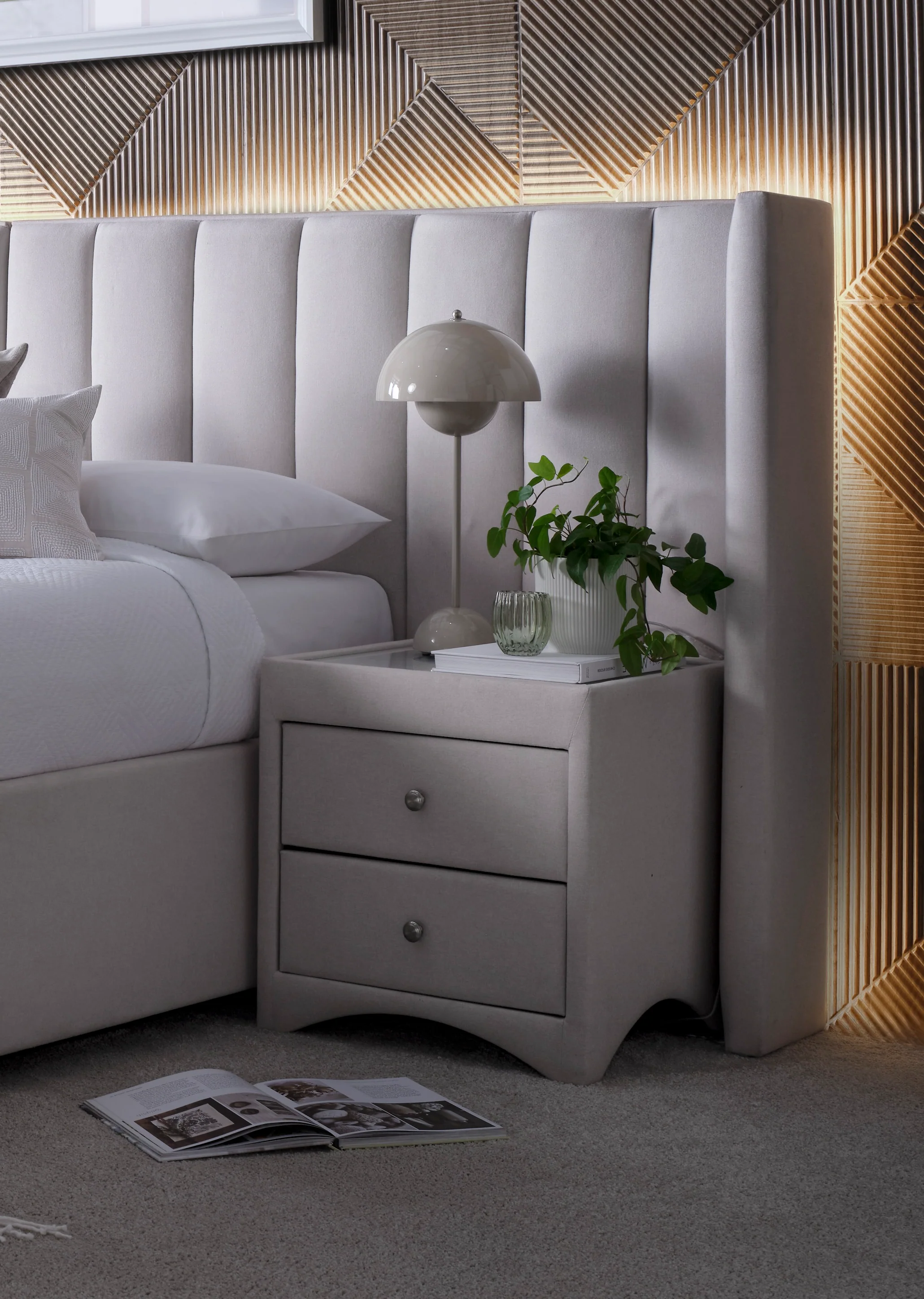 Milan Ottoman TV Bed in Natural Cream with 2 Side Units - Image 7