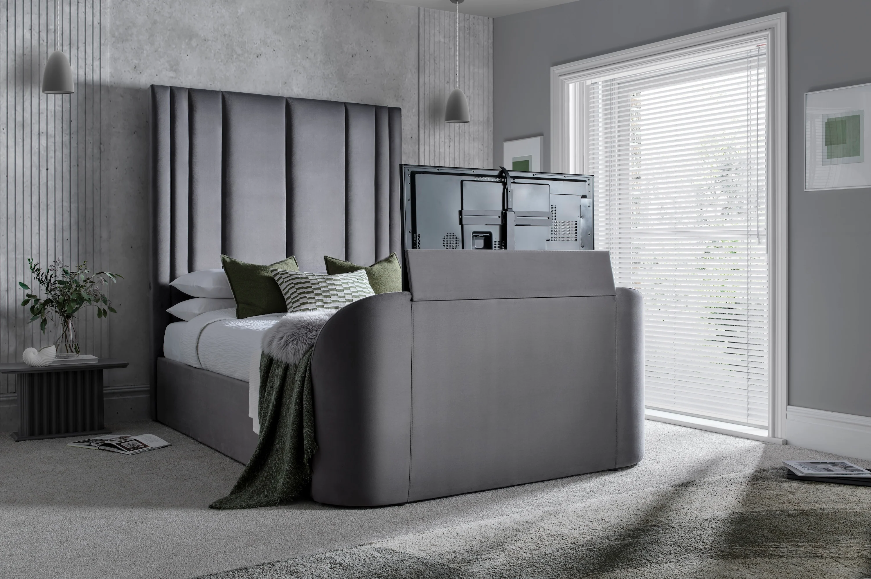 Salisbury Ottoman TV Bed in Grey Velvet - Image 2