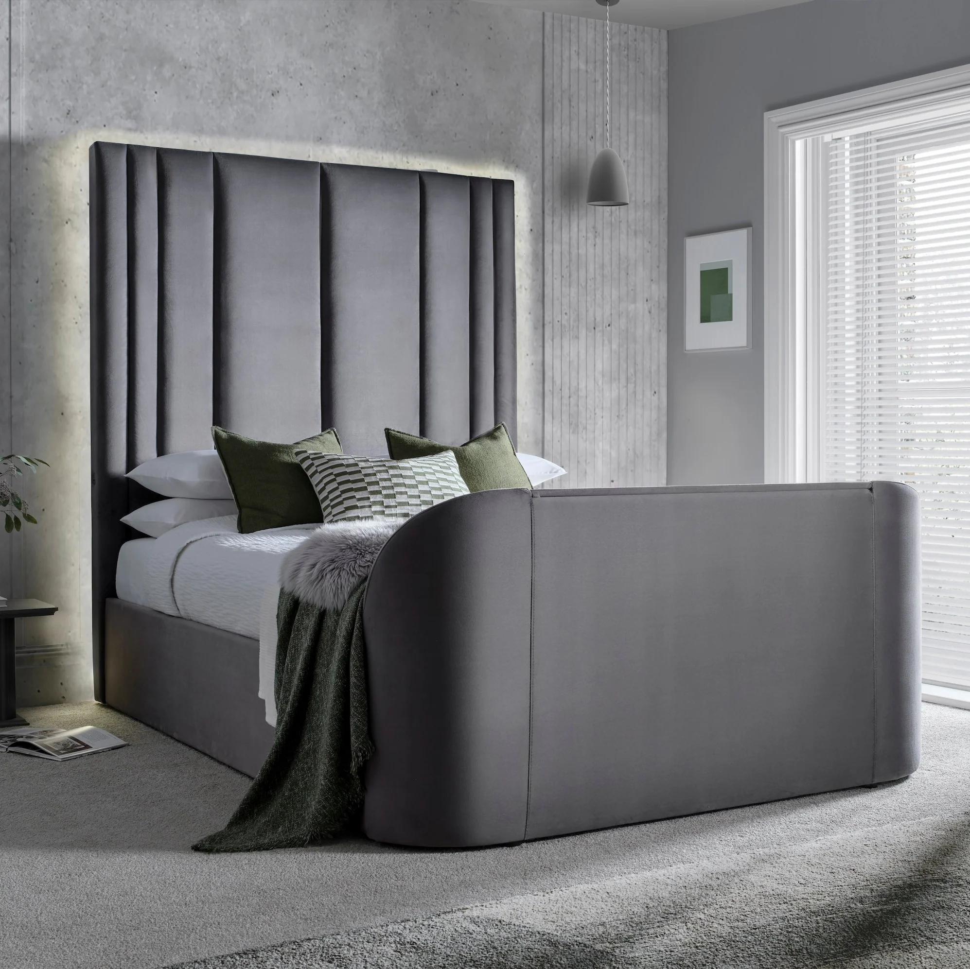 Salisbury Ottoman TV Bed in Grey Velvet - Image 5