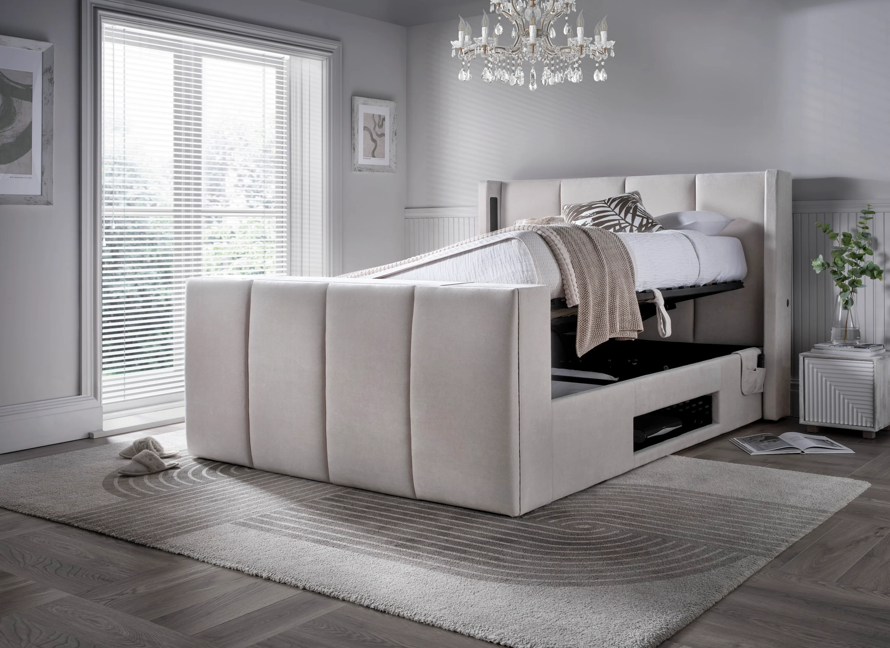 Velar True Sound 5.1 Ottoman TV Bed in Soft Cream - Image 3