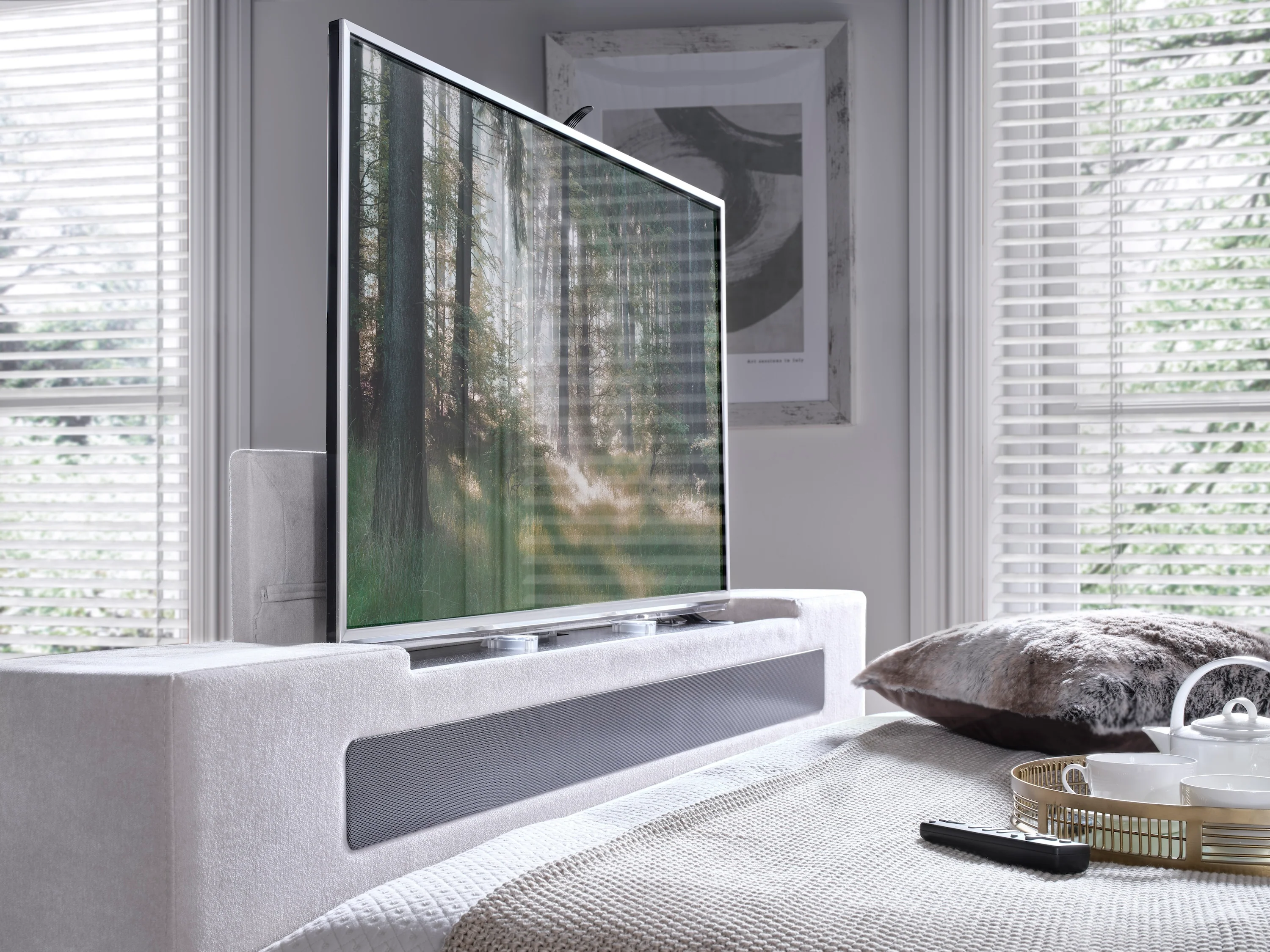 Velar True Sound 5.1 Ottoman TV Bed in Soft Cream - Image 4