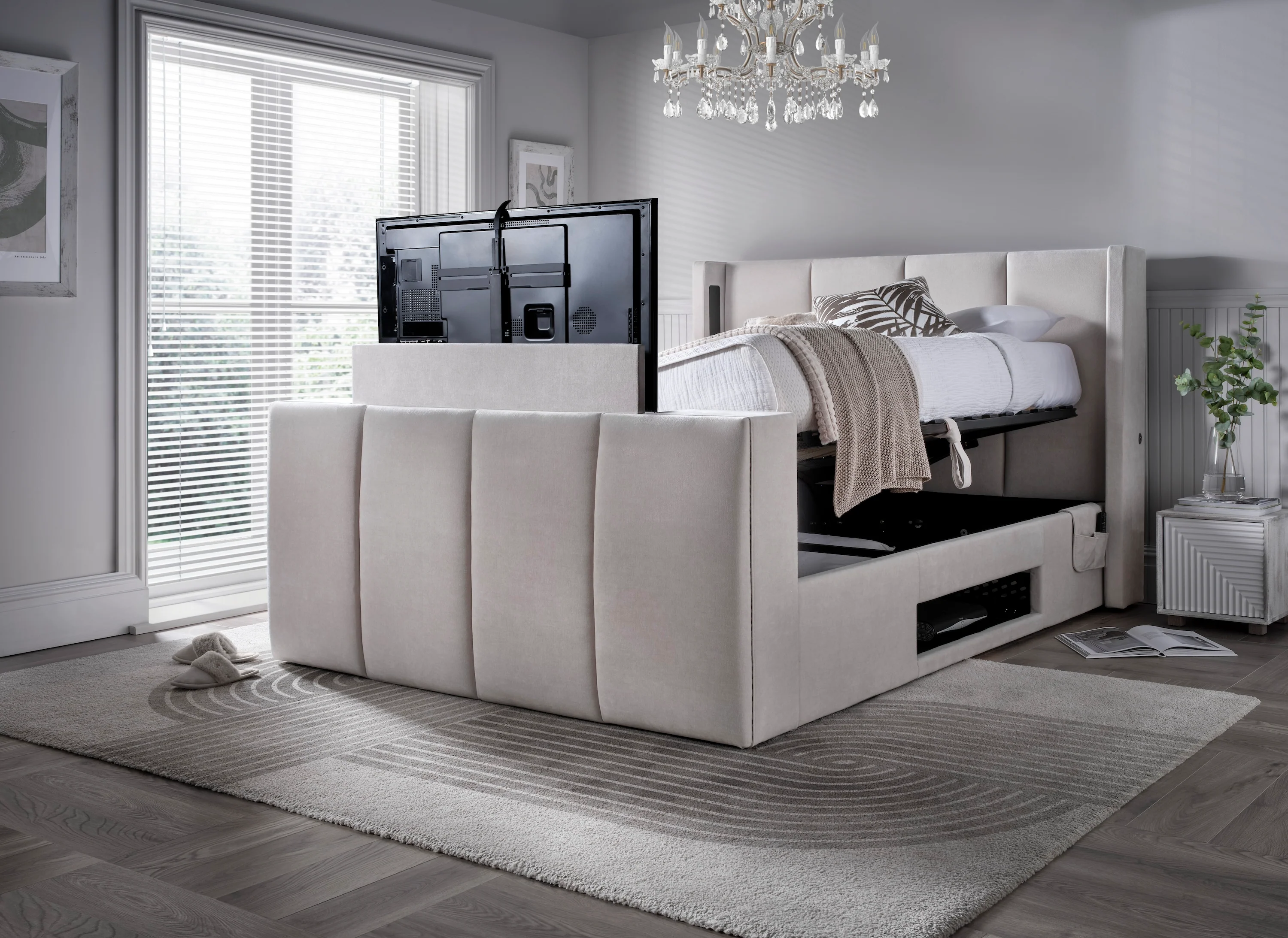 Velar True Sound 5.1 Ottoman TV Bed in Soft Cream - Image 9