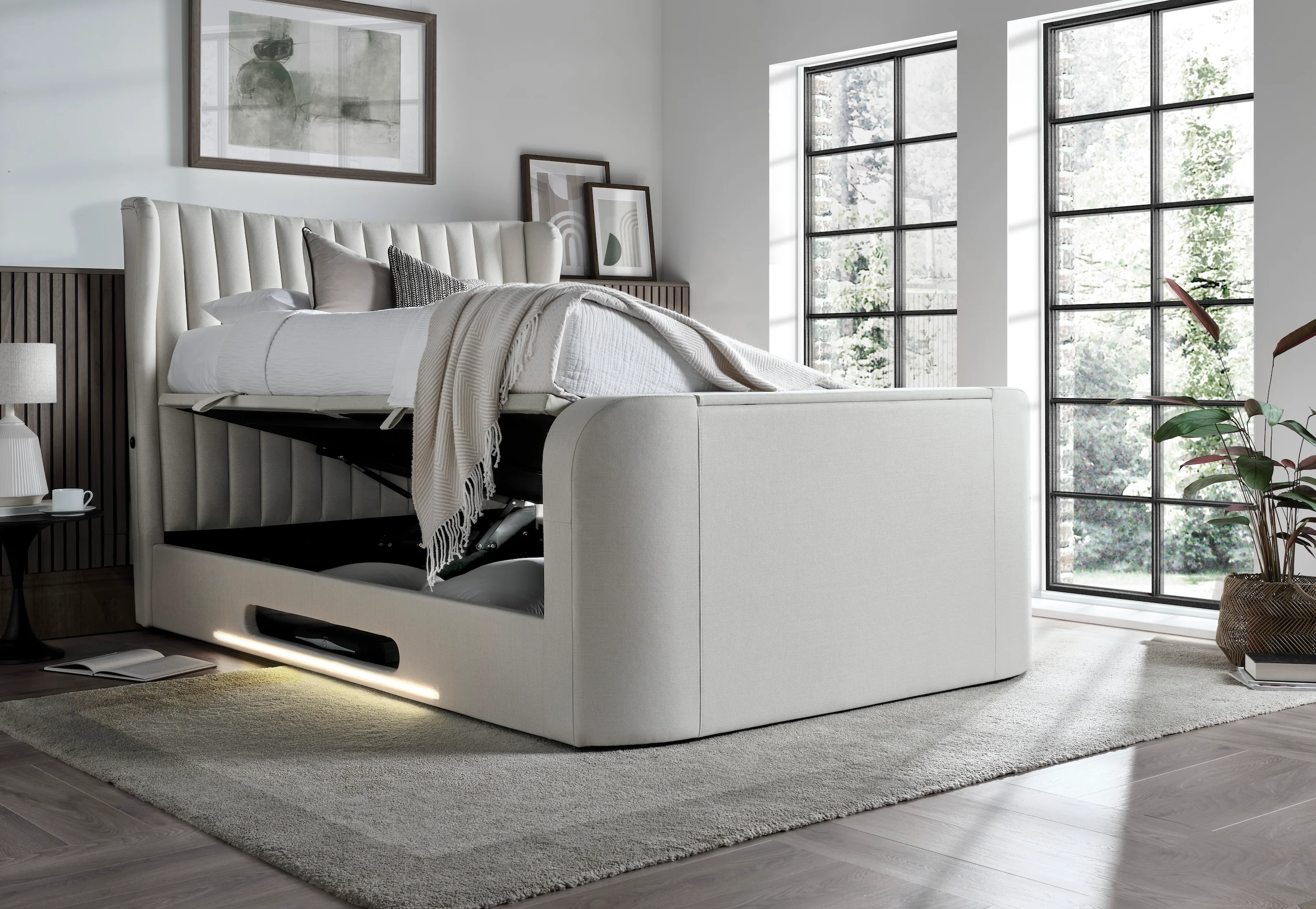 Vogue True Sound 5.1 Ottoman TV Bed in Light Stone - Image 3