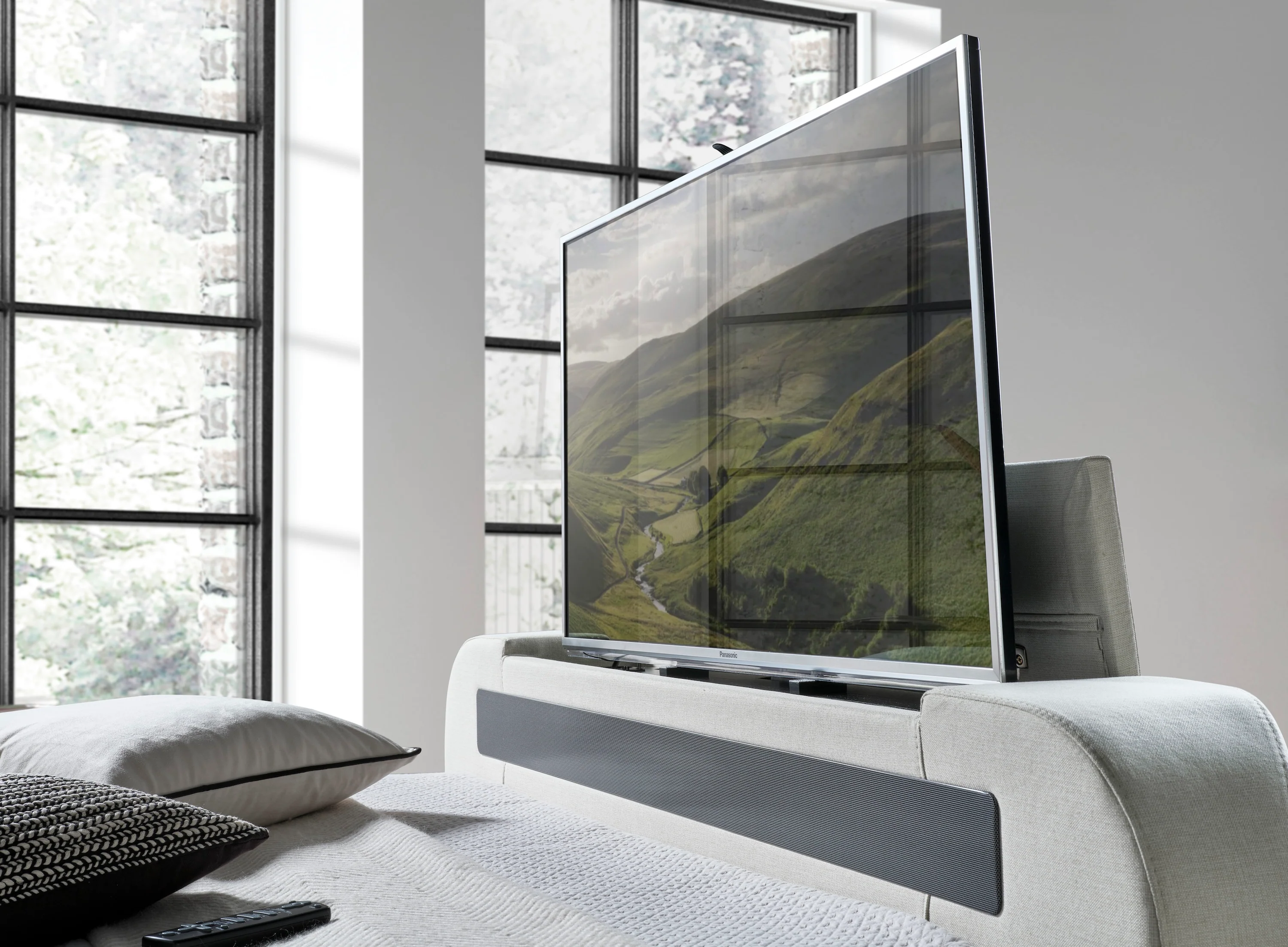 Vogue True Sound 5.1 Ottoman TV Bed in Light Stone - Image 4