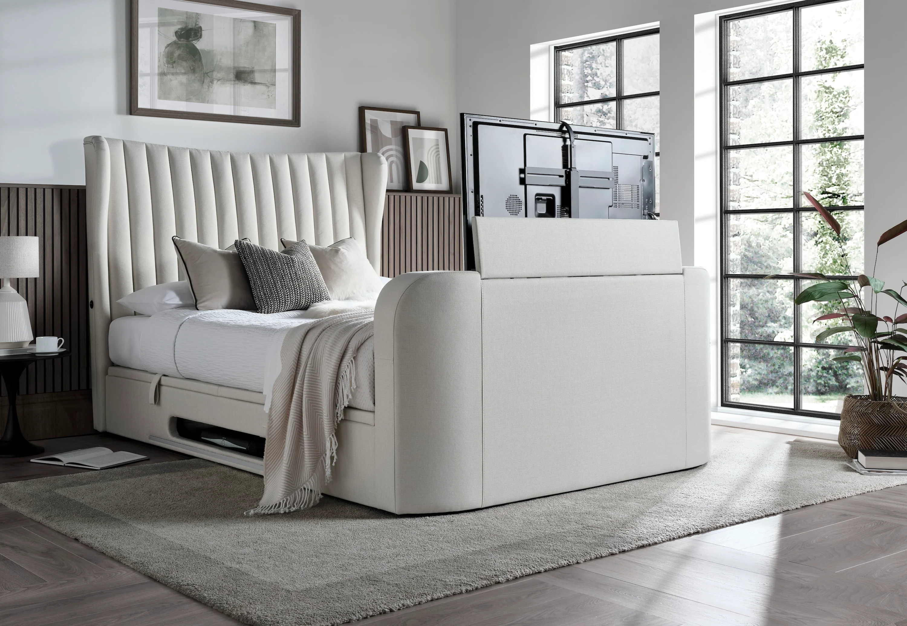 Vogue True Sound 5.1 Ottoman TV Bed in Light Stone - Image 5