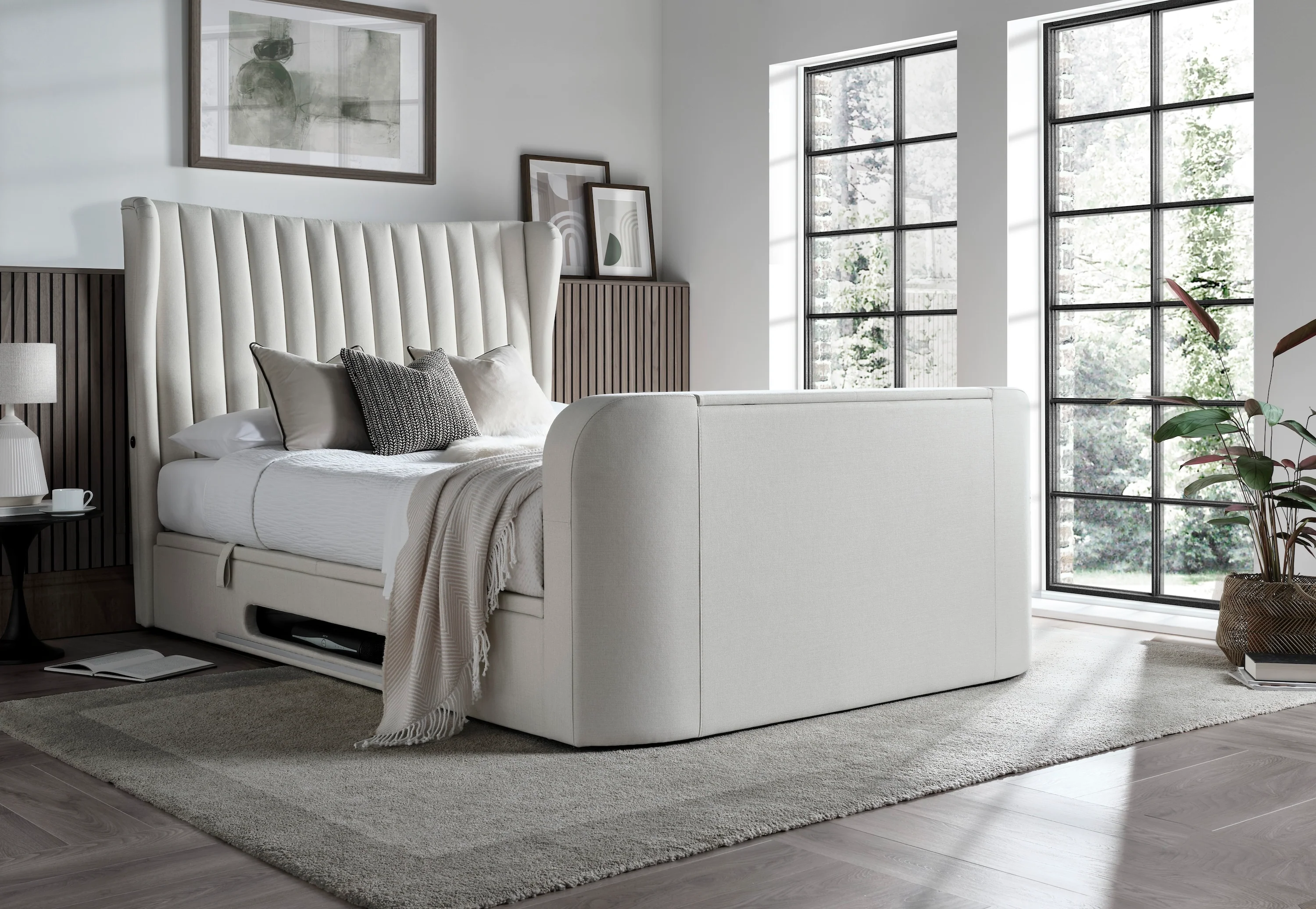 Vogue True Sound 5.1 Ottoman TV Bed in Light Stone - Image 7